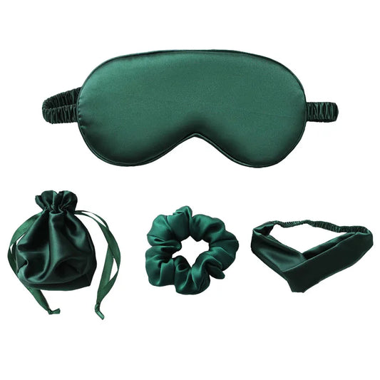 4 Pcs Mulberry Silk Sleep Eye Mask Blindfold with Elastic Strap Headband, Soft Eye Cover Eyeshade for Night Sleeping,Travel,Nap